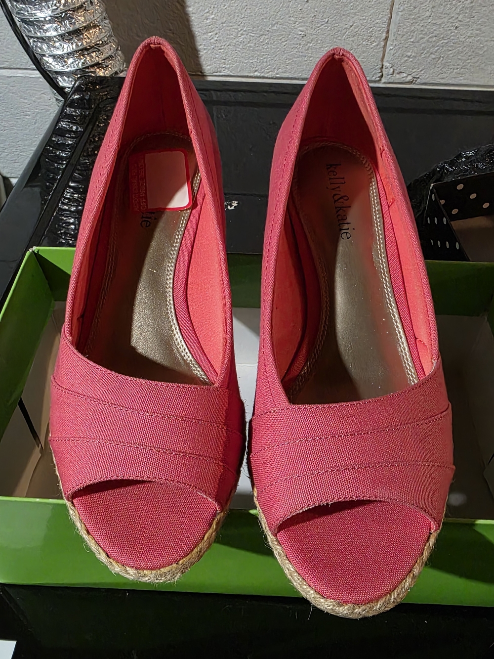 Kelly & Katie Coral Peep-Toe Espadrille Wedge